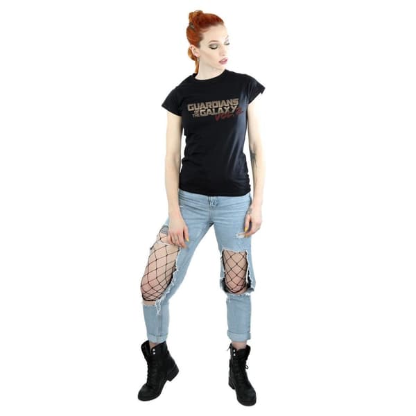 Marvel Dam/Tjej - Guardians Of The Galaxy - T-shirt i bomull med retrologga