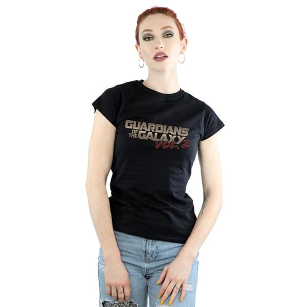 Marvel Dam/Tjej - Guardians Of The Galaxy - T-shirt i bomull med retrologga