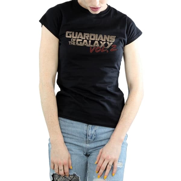 Marvel Dam/Tjej - Guardians Of The Galaxy - T-shirt i bomull med retrologga
