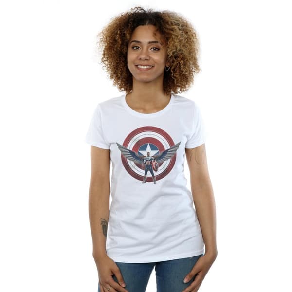 Marvel Womens/Ladies Falcon And The Winter Soldier Captain America Shield Pose Cotton T-Shirt