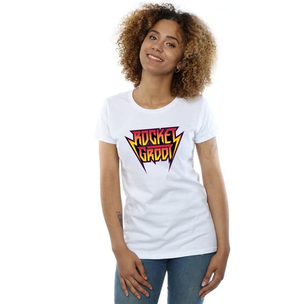 Marvel Dam/Tjej - Guardians Of The Galaxy Vol. 2 Rocket And Groot - T-shirt i bomull med metalllogo