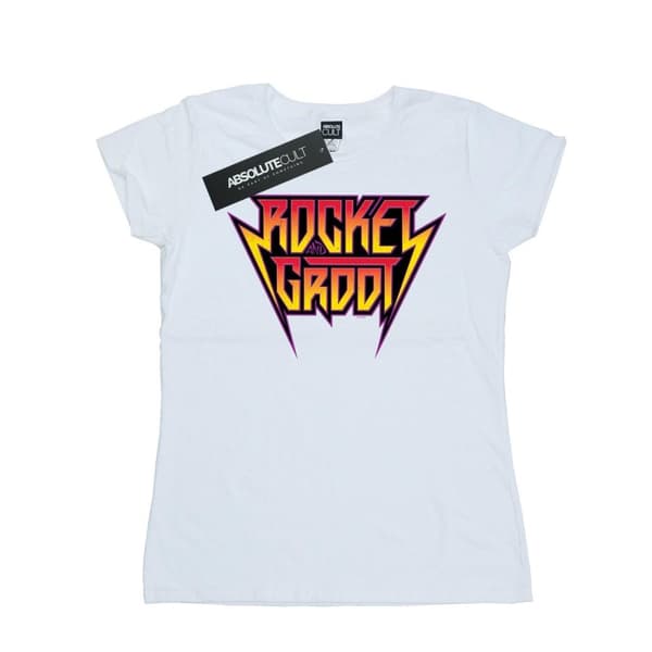 Marvel Dam/Tjej - Guardians Of The Galaxy Vol. 2 Rocket And Groot - T-shirt i bomull med metalllogo White S