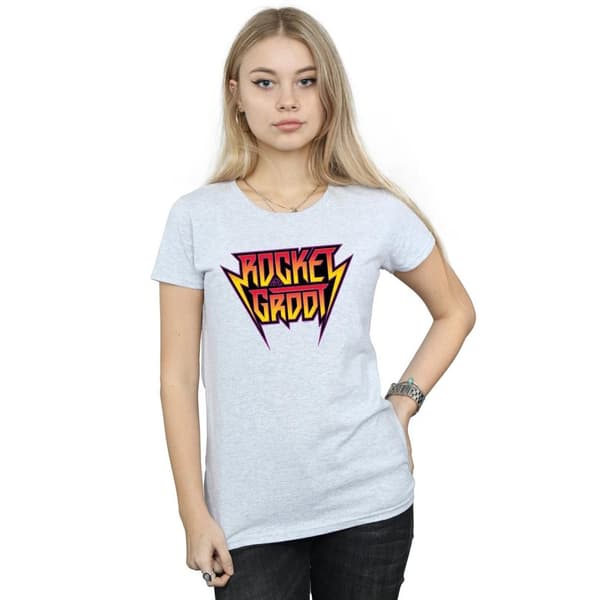 Marvel Dam/Tjej - Guardians Of The Galaxy Vol. 2 Rocket And Groot - T-shirt i bomull med metalllogo
