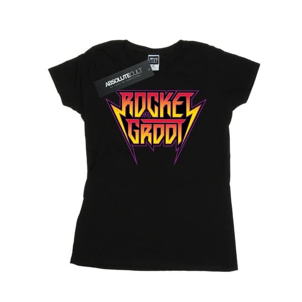 Marvel Dam/Tjej - Guardians Of The Galaxy Vol. 2 Rocket And Groot - T-shirt i bomull med metalllogo
