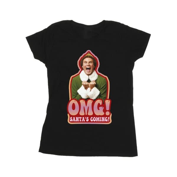 Elf Dam/Tjej Santa´s Coming T-shirt i bomull