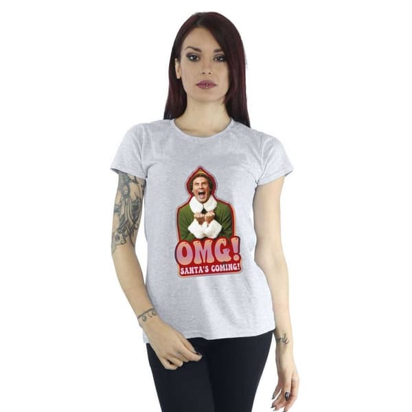 Elf Dam/Tjej Santa´s Coming T-shirt i bomull