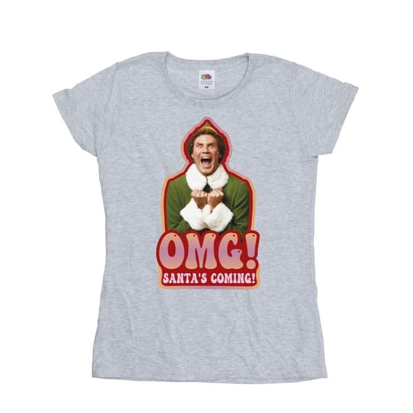 Elf Dam/Tjej Santa´s Coming T-shirt i bomull Sports Grey XL