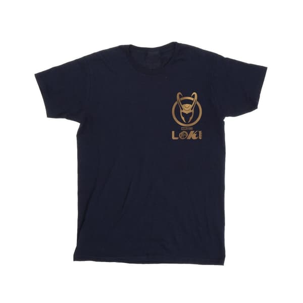Marvel Girls Loki Horn Logo Faux Pocket Cotton T-Shirt