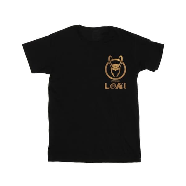 Marvel Girls Loki Horn Logo Faux Pocket Cotton T-Shirt