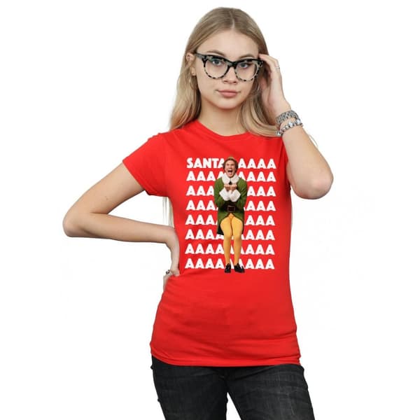 Elf Womens/Ladies Buddy Santa Scream Cotton T-Shirt