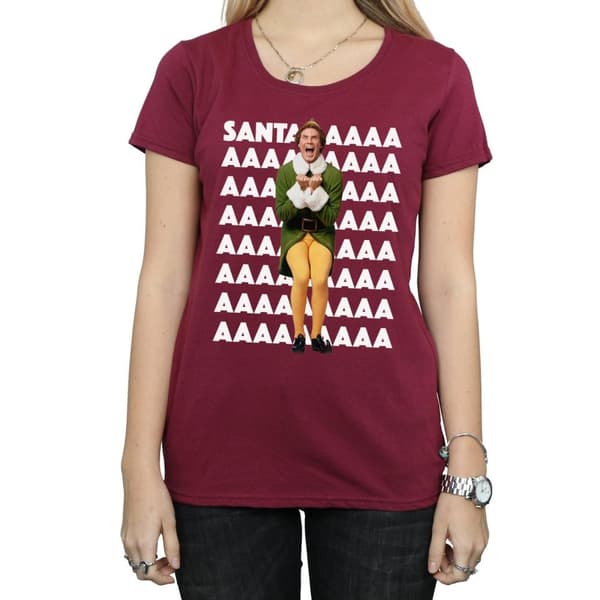 Elf Womens/Ladies Buddy Santa Scream Cotton T-Shirt