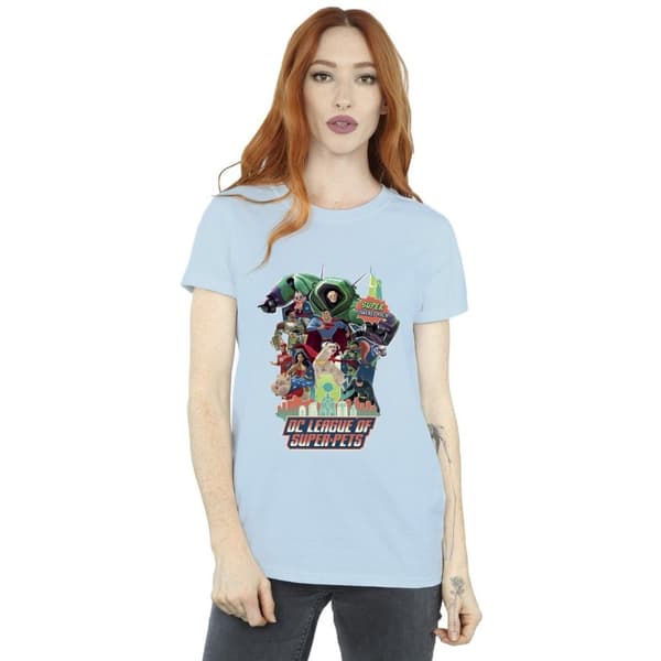 DC Comics Womens/Ladies DC Comics DC League Of Super-Pets Super Powered Pack Cotton Boyfriend T-Shirt