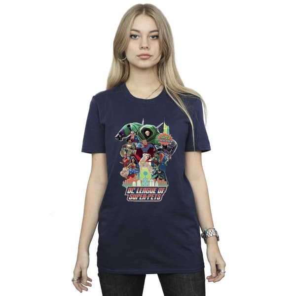 DC Comics Womens/Ladies DC Comics DC League Of Super-Pets Super Powered Pack Cotton Boyfriend T-Shirt