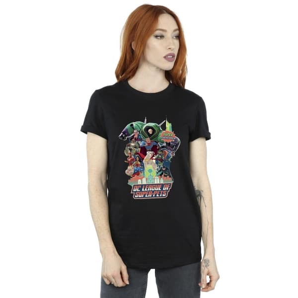 DC Comics Womens/Ladies DC Comics DC League Of Super-Pets Super Powered Pack Cotton Boyfriend T-Shirt