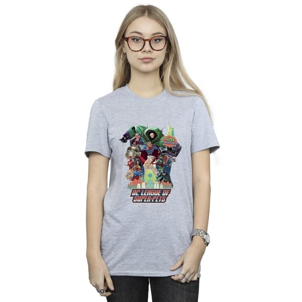 DC Comics Womens/Ladies DC Comics DC League Of Super-Pets Super Powered Pack Cotton Boyfriend T-Shirt