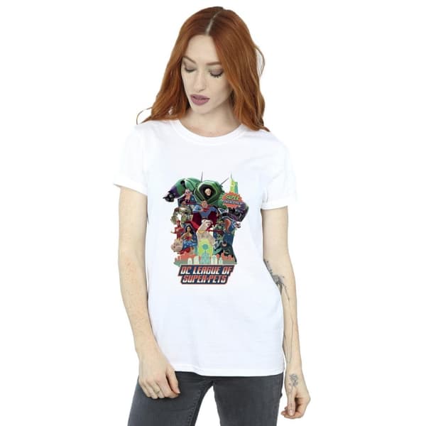 DC Comics Womens/Ladies DC Comics DC League Of Super-Pets Super Powered Pack Cotton Boyfriend T-Shirt