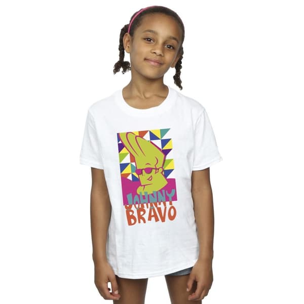 Johnny Bravo Girls Multi Triangles Pop Art Cotton T-Shirt