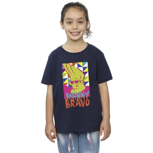 Johnny Bravo Girls Multi Triangles Pop Art Cotton T-Shirt