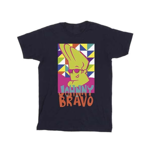 Johnny Bravo Girls Multi Triangles Pop Art Cotton T-Shirt