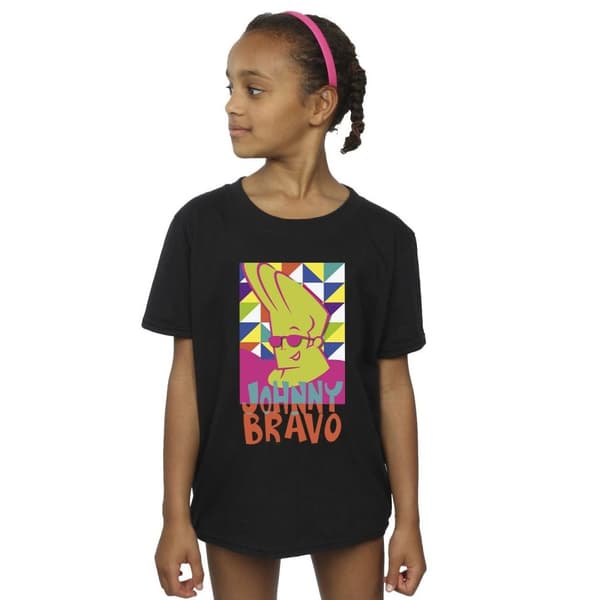 Johnny Bravo Girls Multi Triangles Pop Art Cotton T-Shirt