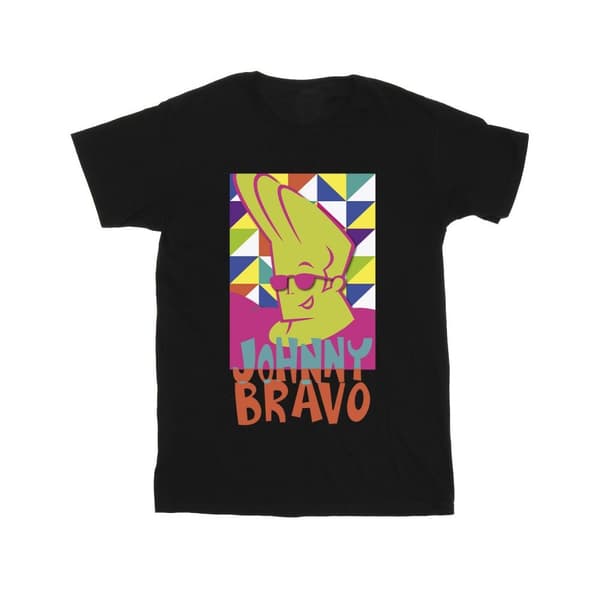 Johnny Bravo Girls Multi Triangles Pop Art Cotton T-Shirt