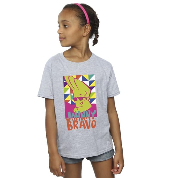 Johnny Bravo Girls Multi Triangles Pop Art Cotton T-Shirt