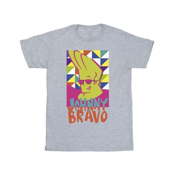 Johnny Bravo Girls Multi Triangles Pop Art Cotton T-Shirt