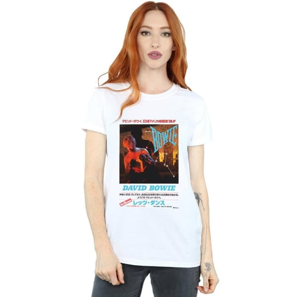David Bowie Womens/Ladies Asian Poster Cotton Boyfriend T-Shirt