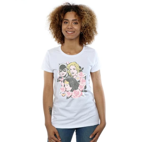 DC Comics Womens/Ladies Super Powers Floral Frame Cotton T-Shirt