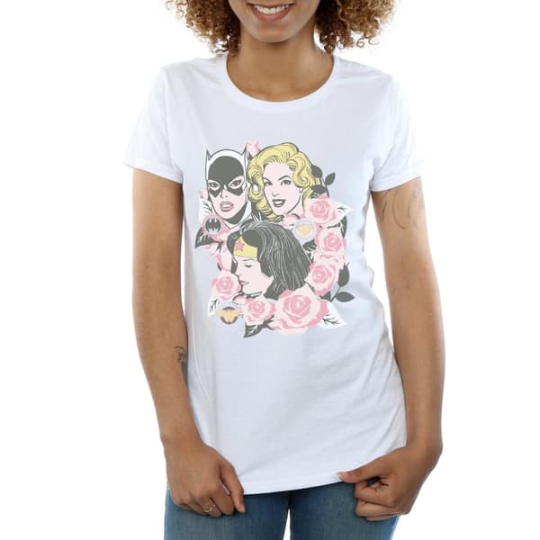 DC Comics Womens/Ladies Super Powers Floral Frame Cotton T-Shirt