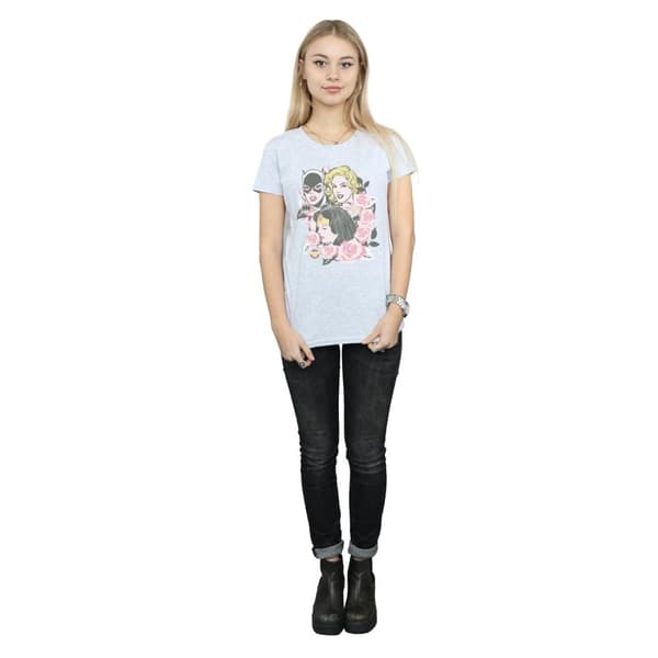 DC Comics Womens/Ladies Super Powers Floral Frame Cotton T-Shirt