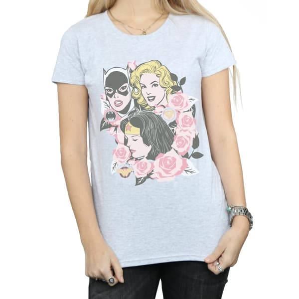 DC Comics Womens/Ladies Super Powers Floral Frame Cotton T-Shirt