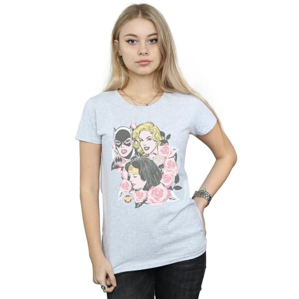 DC Comics Womens/Ladies Super Powers Floral Frame Cotton T-Shirt