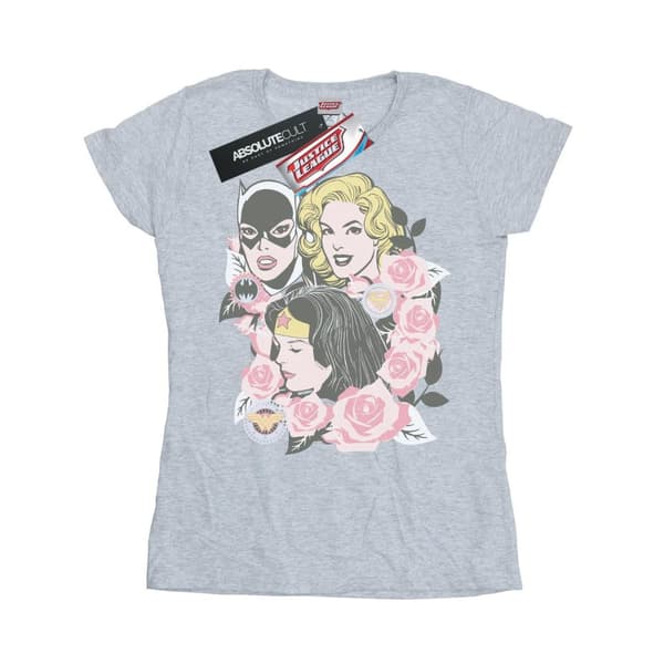 DC Comics Womens/Ladies Super Powers Floral Frame Cotton T-Shirt