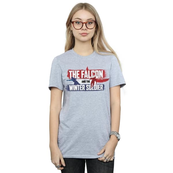 Marvel Womens/Ladies The Falcon And The Winter Soldier Action Logo Cotton Boyfriend T-Shirt