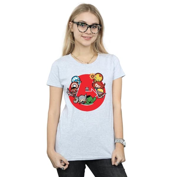 Marvel Dam/kvinnor Kawaii Avengers Ready Steady War - T-shirt i bomull