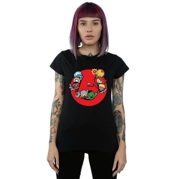 Marvel Dam/kvinnor Kawaii Avengers Ready Steady War - T-shirt i bomull