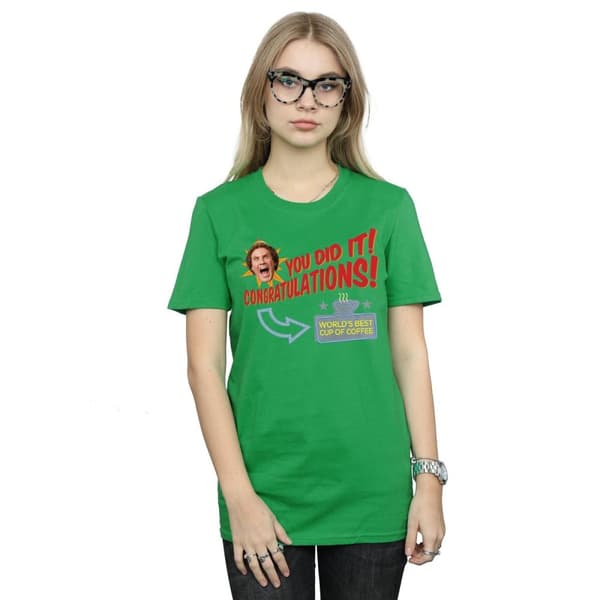 Elf Womens/Ladies World´s Best Coffee Cotton Boyfriend T-Shirt