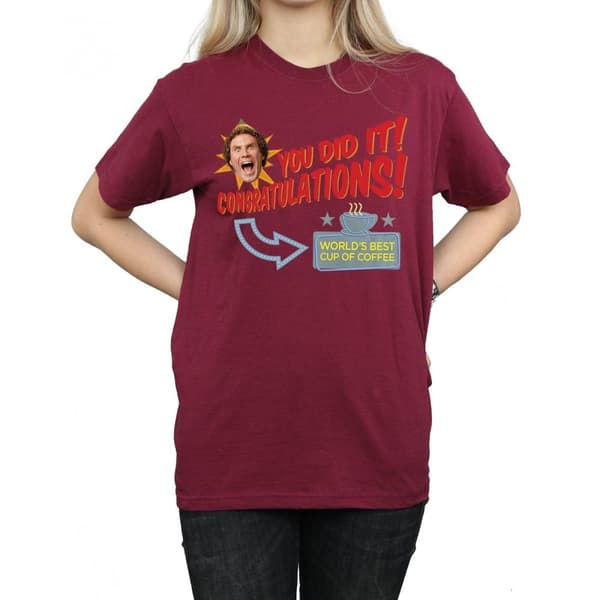 Elf Womens/Ladies World´s Best Coffee Cotton Boyfriend T-Shirt