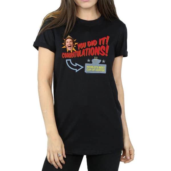 Elf Dam/kvinnor World´s Best Coffee Boyfriend T-shirt i bomull