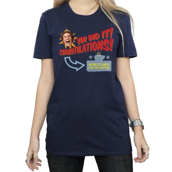 Elf Womens/Ladies World´s Best Coffee Cotton Boyfriend T-Shirt