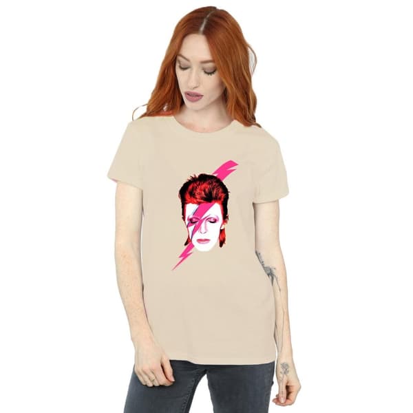 David Bowie Dam/dam Aladdin Sane Boyfriend T-shirt i bomull