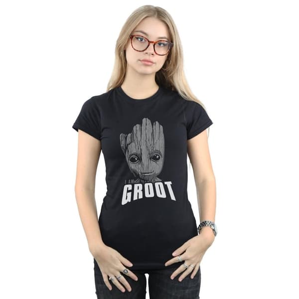 Marvel Dam/Tjej - Guardians Of The Galaxy Groot - T-shirt i bomull med ansikte