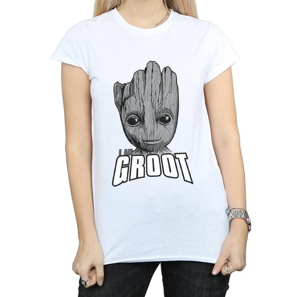 Marvel Dam/Tjej - Guardians Of The Galaxy Groot - T-shirt i bomull med ansikte
