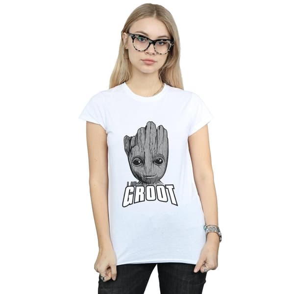 Marvel Dam/Tjej - Guardians Of The Galaxy Groot - T-shirt i bomull med ansikte