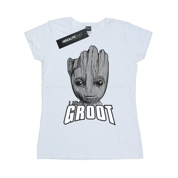 Marvel Dam/Tjej - Guardians Of The Galaxy Groot - T-shirt i bomull med ansikte