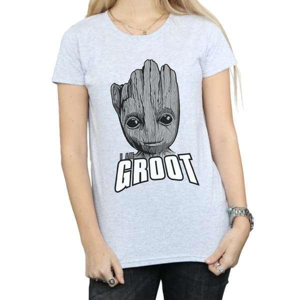 Marvel Dam/Tjej - Guardians Of The Galaxy Groot - T-shirt i bomull med ansikte
