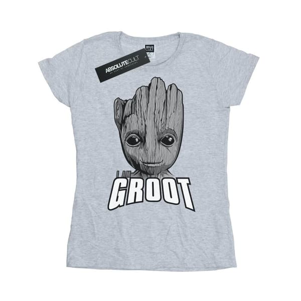 Marvel Dam/Tjej - Guardians Of The Galaxy Groot - T-shirt i bomull med ansikte