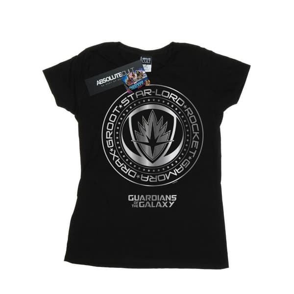 Marvel Dam/Tjej - Guardians Of The Galaxy - T-shirt i bomull med metallsigill Black XL