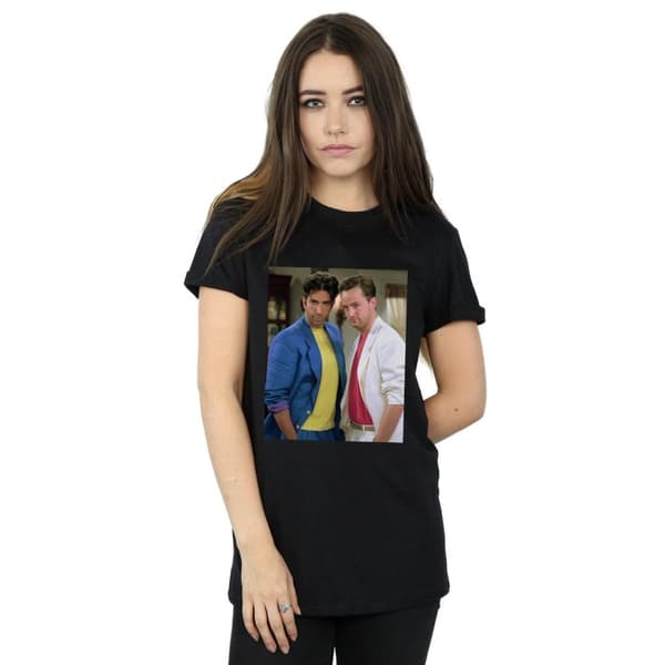 Friends Dam/Lady 80-tals Ross And Chandler Boyfriend T-shirt i bomull